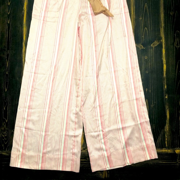 NWOT Victoria Secret Cotton Candy Pink Stripe Satin Wide Leg PJ's w/Salmon Belt - Picture 5 of 6